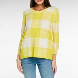 Cabi Yellow and White Checkered Women's Top